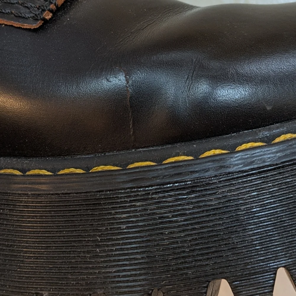 Dr. Martens Leona Mid Heel Platform Combat Boots, Docs High Heel Leather, 90s - Picture 12 of 16